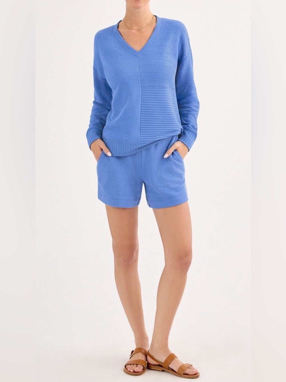 CAbi Skipper Sweater and Short Set in Blue Moon